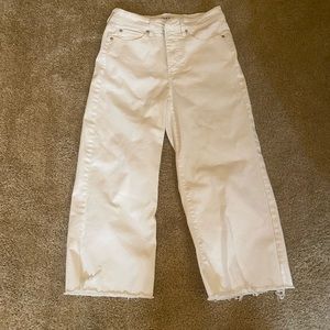 OAT New York High Rise Wide Leg Crop Jeans White Size 28